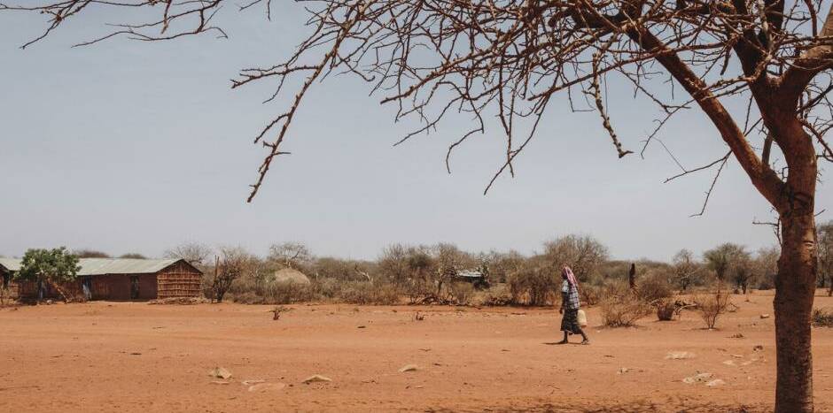 Eine trockene Landschaft in Wajir Kenia